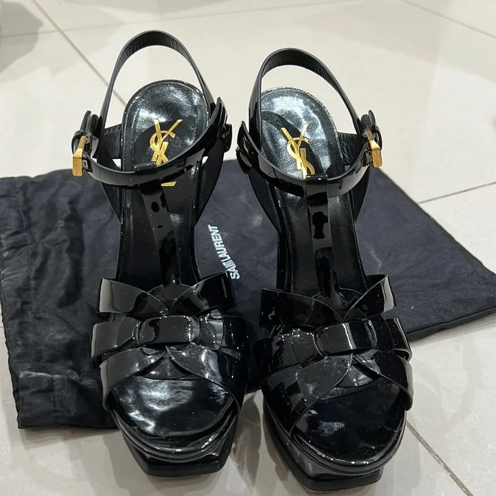 Black YSL Tribute Sandal - Picture 1 of 4